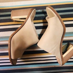 Beige Mules with Gold Lined Heel